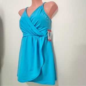 Land's End Women's Adjustable Strap Pull On Swim Dress Resortwear Beach Modest